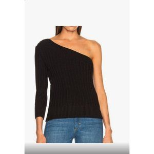 Frame women Black One Shoulder Ribbed Sweater size large